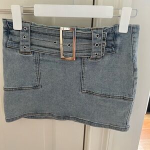 Edikted Blue Denim Mini Skirt